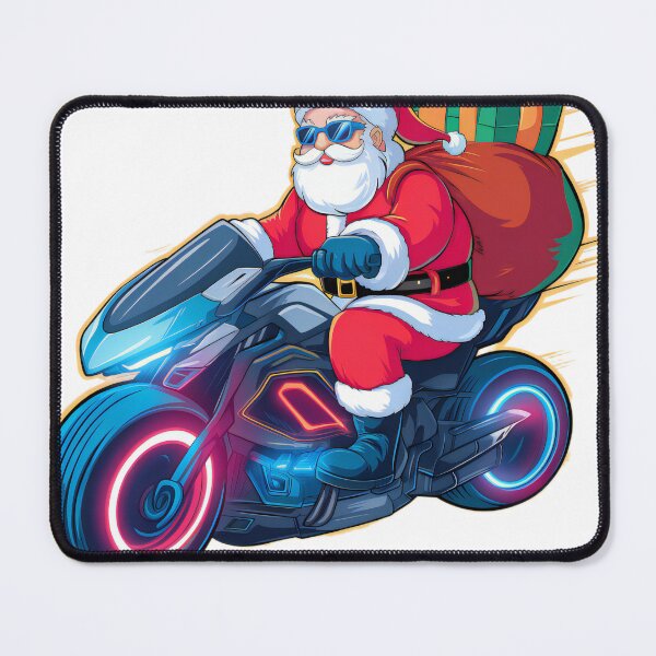 Item preview, Santa on a Neon Motorcycle Holiday Design designed and sold by lubushop1.