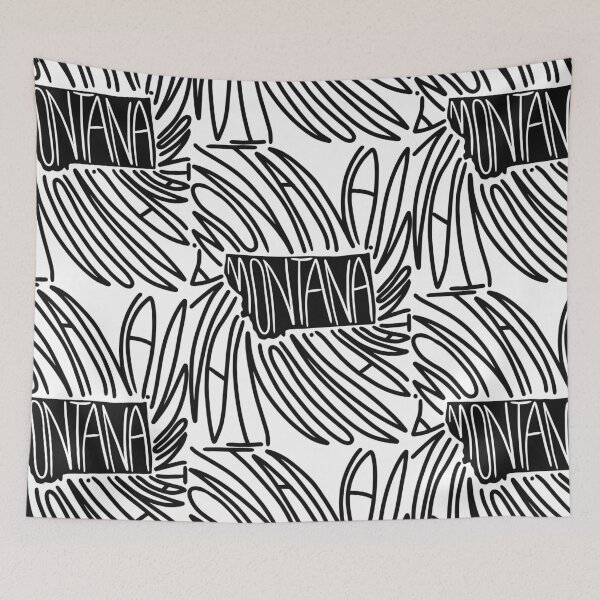Item preview, Montana State - MT Map and Flag - Black and White - Typography USA America North The Treasure State designed and sold by Ranggasme.
