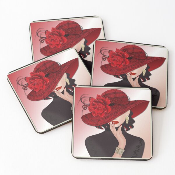 Item preview, Lady in red hat red nails designed and sold by Sonia Jones Art.