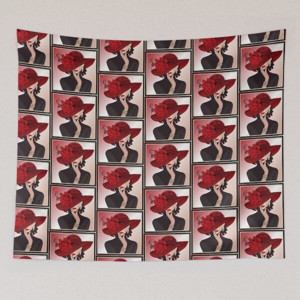 Item preview, Lady in red hat red nails designed and sold by Sonia Jones Art.