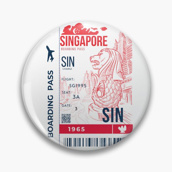 Item preview,  Singapore Boarding Pass Stylized Merlion सिंहपुर designed and sold by InkWhirl.