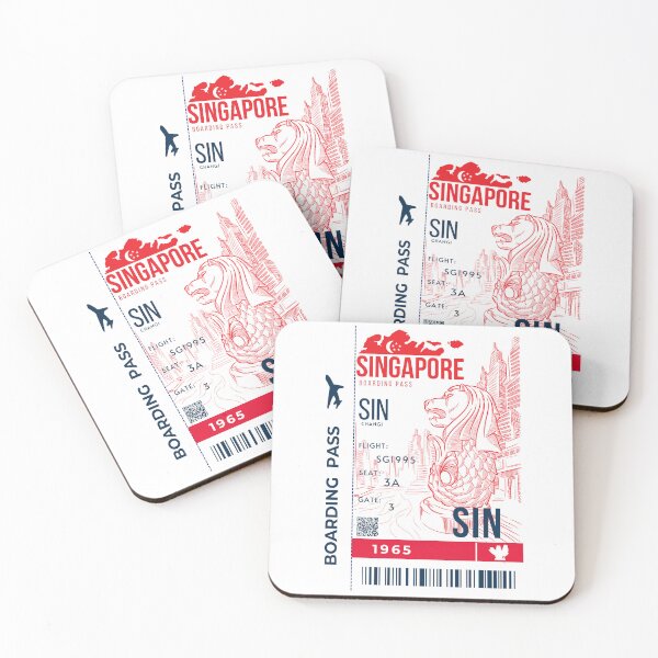 Item preview,  Singapore Boarding Pass Stylized Merlion सिंहपुर designed and sold by InkWhirl.