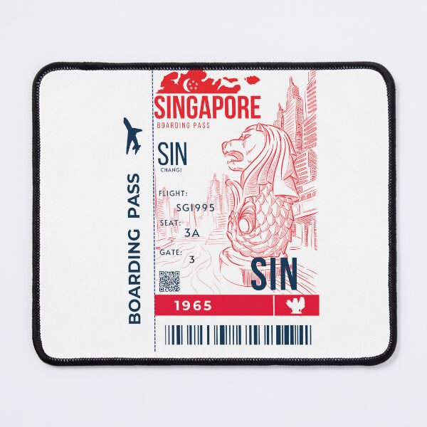 Item preview,  Singapore Boarding Pass Stylized Merlion सिंहपुर designed and sold by InkWhirl.