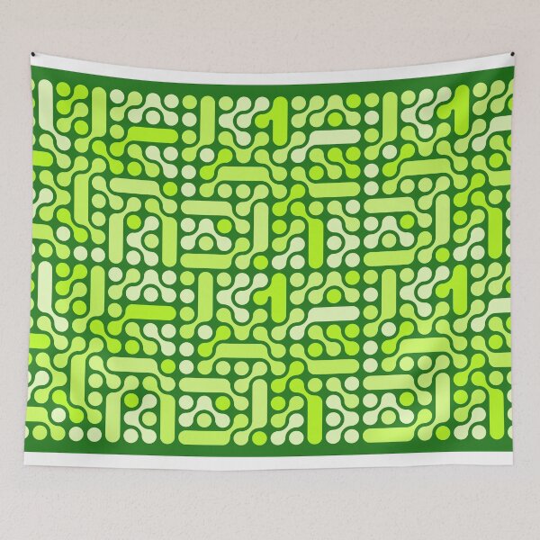 Item preview, Green Organic Blob Maze Pattern Bauhaus designed and sold by ploen kongsuwan.