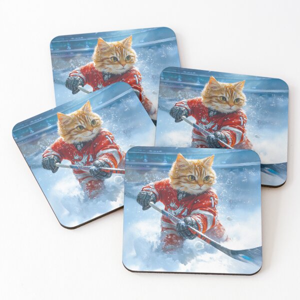 Item preview, Humorous cat playing hockey in a stadium designed and sold by AngelottiCR.
