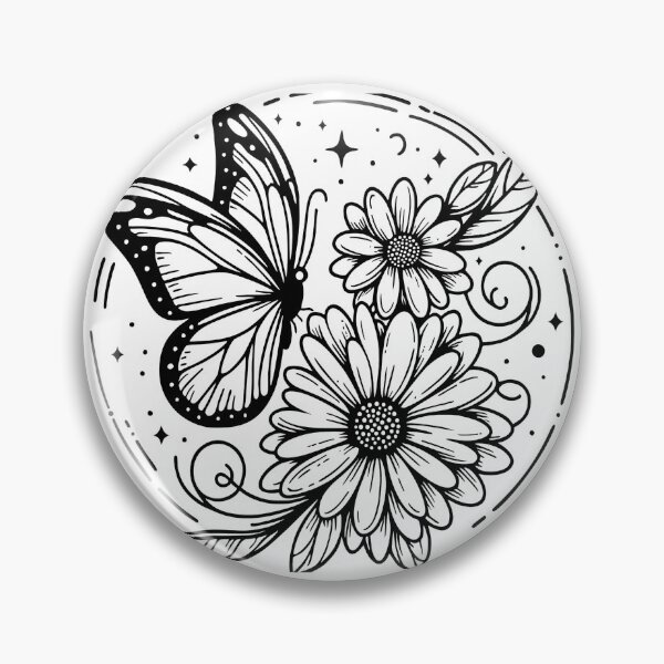 Item preview, Embrace the beauty of nature with this intricate black and white butterfly and flower coloring page!  designed and sold by Colorten.