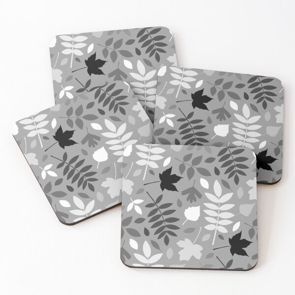Item preview, Fallen Leaves Pattern Fall Monochrome on Grey designed and sold by NataliePaskell.