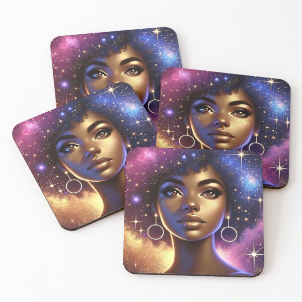 Item preview, Afro-Futuristic Black Woman in Celestial Glow designed and sold by MomentsbyMo.