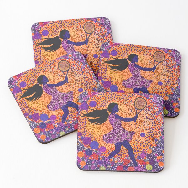 Item preview, Purple and Orange Tennis Player with Polka Dot Background designed and sold by Neika Shimm Designs.