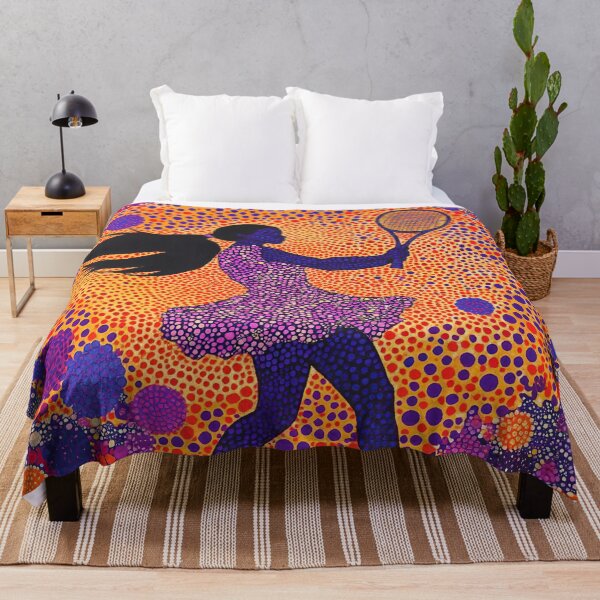 Item preview, Purple and Orange Tennis Player with Polka Dot Background designed and sold by Neika Shimm Designs.