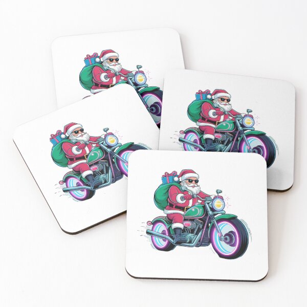 Item preview, Santa Biker on Green Motorcycle Sticker designed and sold by lubushop1.