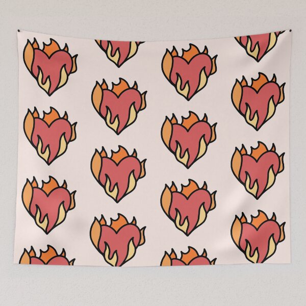 Item preview, cute fire heart, heart on fire, emoji  designed and sold by folklorewhisper.