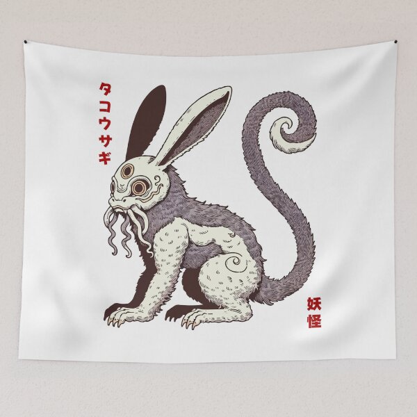 Item preview, Three-Eyed Octopus Rabbit Yokai: Unique Nocturnal Tree Beast designed and sold by Yokai-Infinity.