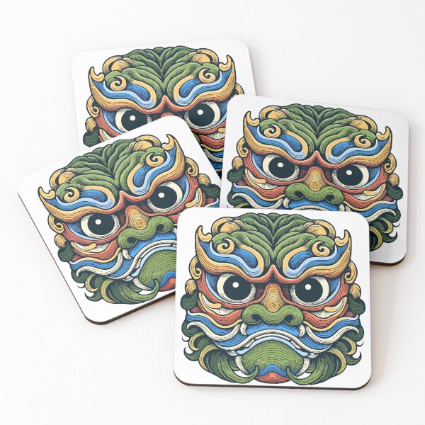 Item preview, Yokai Festival Masks, Komainu Guardians, Japanese Mythical Lion Dogs designed and sold by Yokai-Infinity.