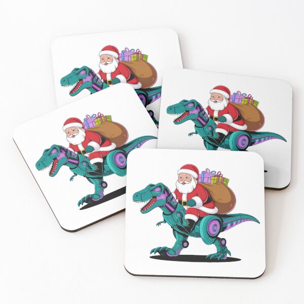 Item preview, Futuristic Santa on Robot Dinosaur Holiday Illustration designed and sold by AIARTIST1.