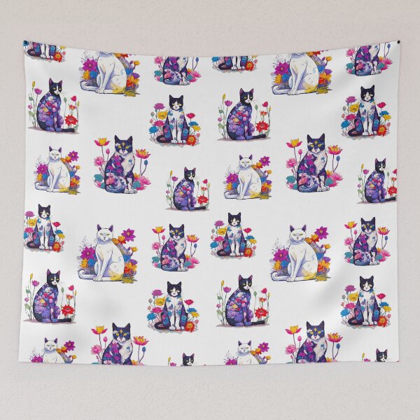 Item preview, Lotus Dreams: Cat in Colorful Bloom Pattern 2 designed and sold by Tom-Johnson.