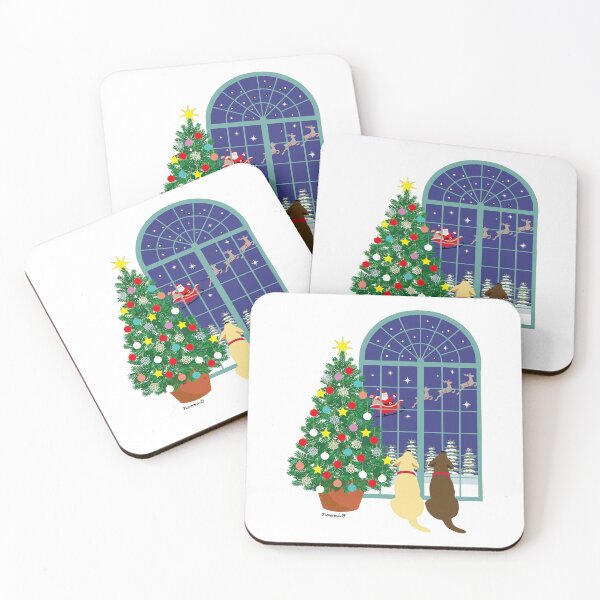 Item preview, Yellow Labrador and Chocolate Labrador Magical Night Christmas designed and sold by HappyLabradors.