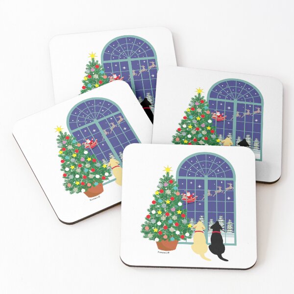 Item preview, Yellow Labrador and Black Labrador Magical Night Christmas designed and sold by HappyLabradors.