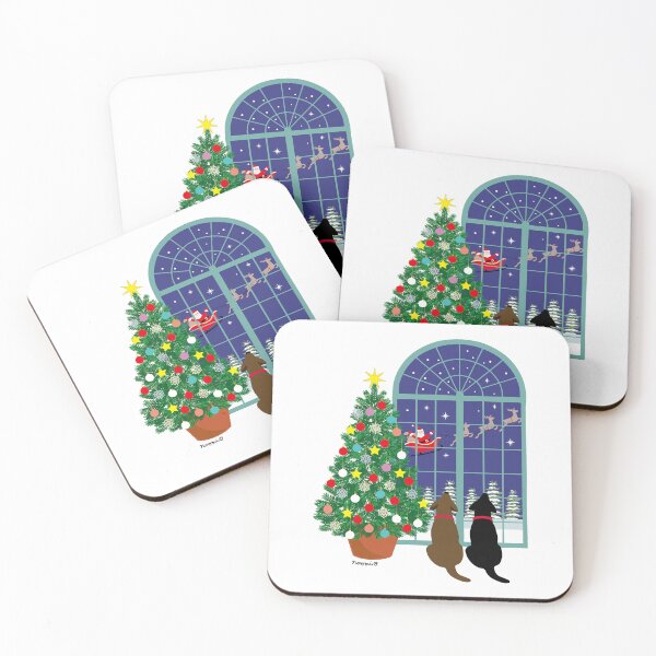Item preview, Chocolate Labrador and Black Labrador Magical Night Christmas designed and sold by HappyLabradors.