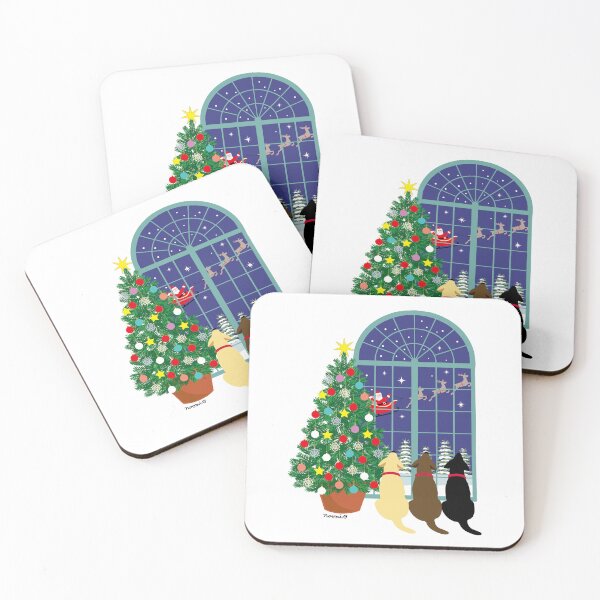 Item preview, Three Colors Labradors Magical Night Christmas designed and sold by HappyLabradors.