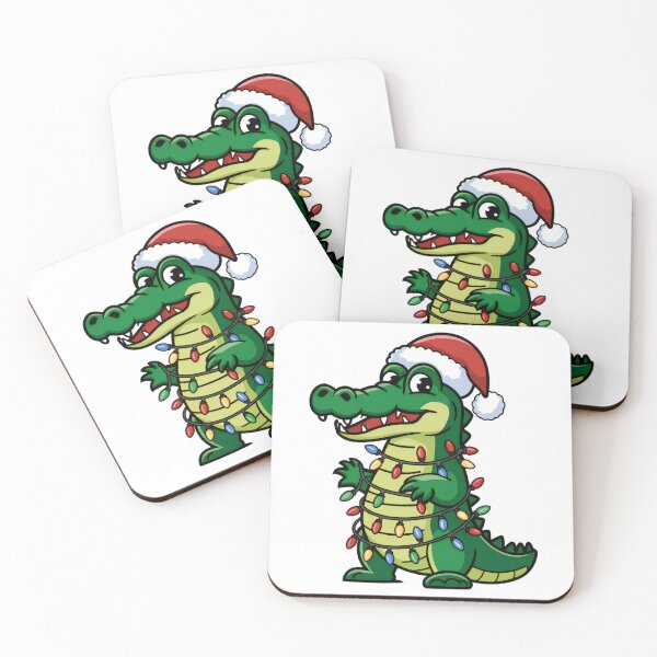 Item preview, Christmas Alligator with Lights and Santa Hat Sticker designed and sold by lubushop1.