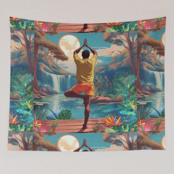Item preview, Yoga Asana - Tree Pose Vrksasana -  African Oasis: Kilimanjaro designed and sold by MiHijoDesign.
