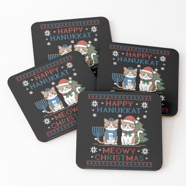Item preview, Cat Merry Christmas Happy Hanukkah Jewish Christian  designed and sold by WildPalette-Art.