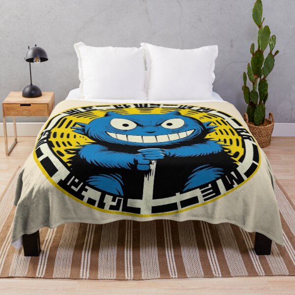 Item preview, Grinning Blue Cat with Sword and Bold Geometric Design designed and sold by GALUMARKET.