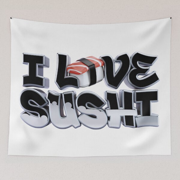 Item preview, I Love Sushi 3D Graffiti Art designed and sold by ZetaDream.