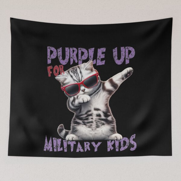 Item preview, Purple Up For Military Kids Month Of The Military Child Cool Dabbing Cat Wearing Red Sunglasses  designed and sold by Smix Pixels.