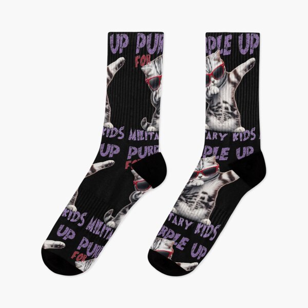 Item preview, Purple Up For Military Kids Month Of The Military Child Cool Dabbing Cat Wearing Red Sunglasses  designed and sold by Smix Pixels.