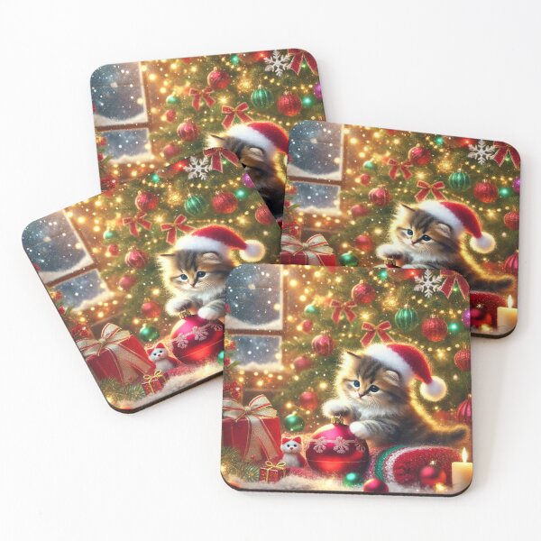 Item preview, Playful Kitten Under the Christmas Tree designed and sold by NiceArtsPlace.