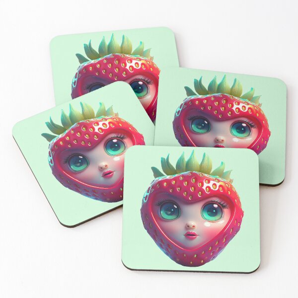 Item preview, Strawberry Cute Face | Fruits Patterns | Fruit Creatures Collection designed and sold by monkeybusiness.pt.