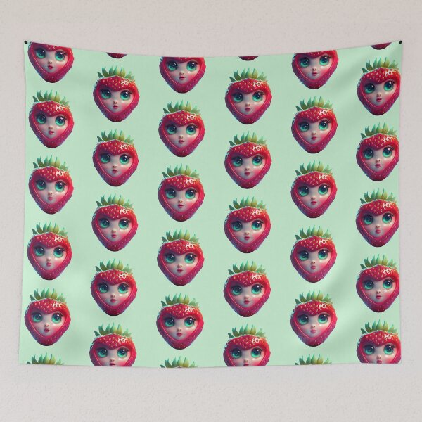Item preview, Strawberry Cute Face | Fruits Patterns | Fruit Creatures Collection designed and sold by monkeybusiness.pt.