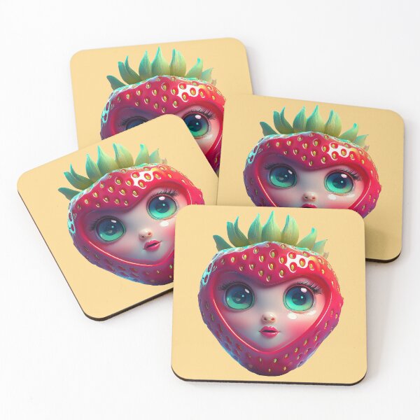 Item preview, Strawberry Cute Face | Fruits Patterns | Fruit Creatures Collection designed and sold by monkeybusiness.pt.