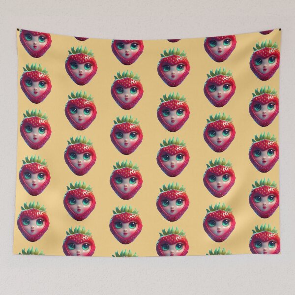 Item preview, Strawberry Cute Face | Fruits Patterns | Fruit Creatures Collection designed and sold by monkeybusiness.pt.