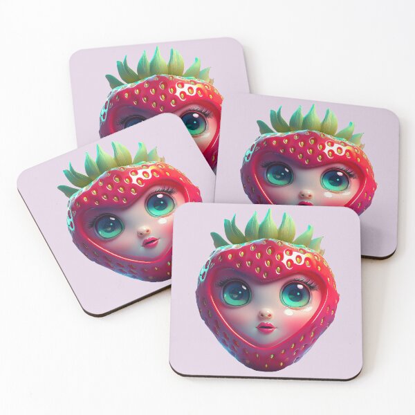 Item preview, Strawberry Cute Face | Fruits Patterns | Fruit Creatures Collection designed and sold by monkeybusiness.pt.