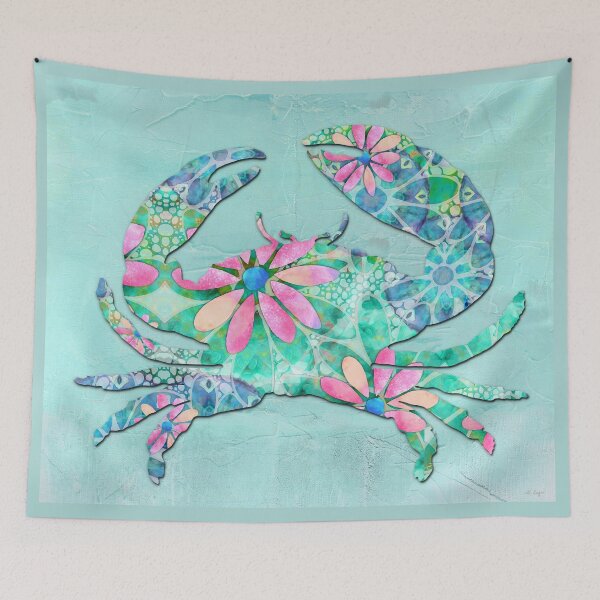 Item preview, Dancing Daisies Crab Art 1 On Light Blue designed and sold by Sharon Cummings Art.