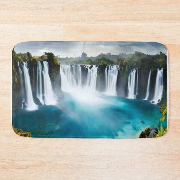 Item preview, several waterfalls with a clear lake in the forest  designed and sold by AA-designstore.
