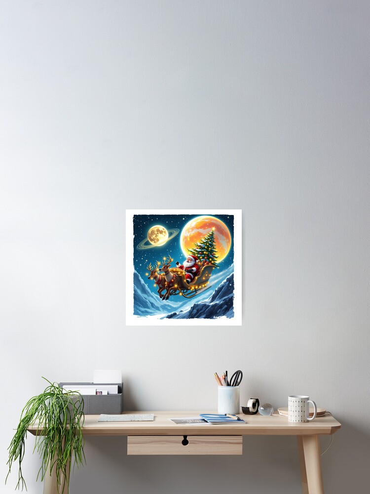 Thumbnail 2 of 3, Poster, Santa's Galactic Ride designed and sold by Bou-khancha.