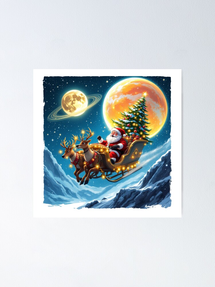 Thumbnail 1 of 3, Poster, Santa's Galactic Ride designed and sold by Bou-khancha.