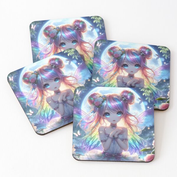 Item preview, Anime Girl Rainbow Hair Singing Moon Fairy designed and sold by Lee Hiller Designs.