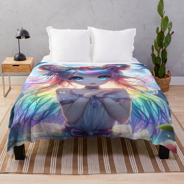 Item preview, Anime Girl Rainbow Hair Singing Moon Fairy designed and sold by Lee Hiller Designs.