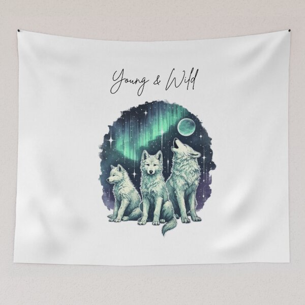Item preview, Young & Wild Wolf Cubs in Arctic Night designed and sold by LovingPresence.