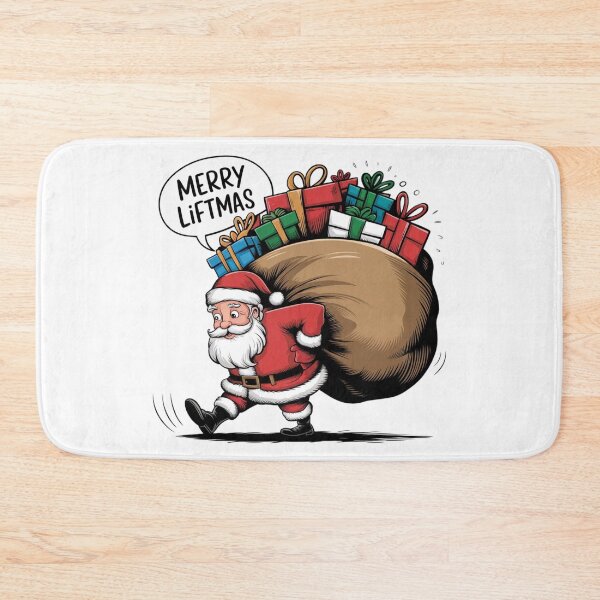 Item preview, Merry Liftmas - Strong Santa Carrying Holiday Cheer designed and sold by beckabbooart.