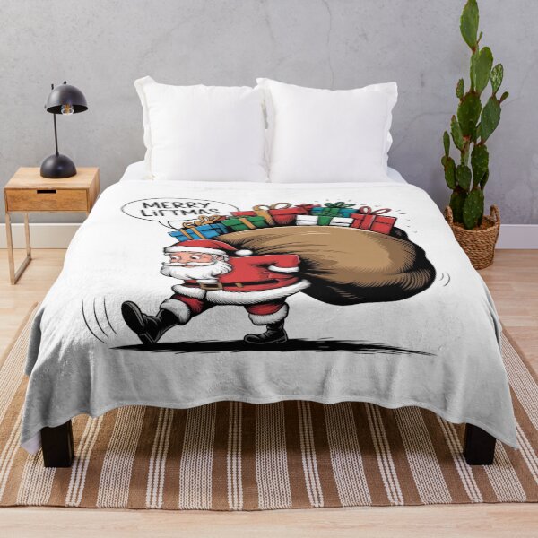 Item preview, Merry Liftmas - Strong Santa Carrying Holiday Cheer designed and sold by beckabbooart.