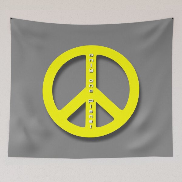 Item preview, Peace Symbol Yellow Love Lettering Only One Planet Collection designed and sold by UnnecessaryLuck.