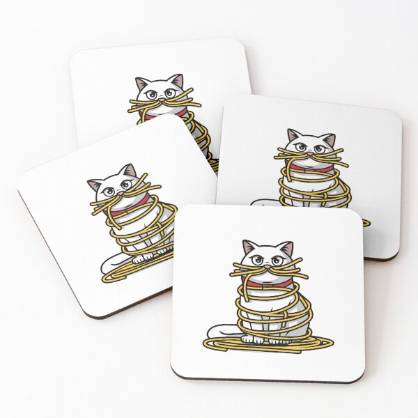 Item preview, Playful Cat Tangled in Spaghetti - Cute Cat with Bowtie designed and sold by MonkiFlipp.