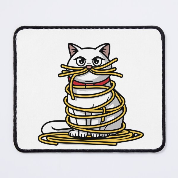 Item preview, Playful Cat Tangled in Spaghetti - Cute Cat with Bowtie designed and sold by MonkiFlipp.