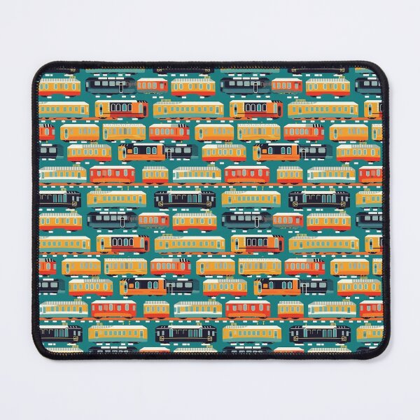 Item preview, kids trains red blue yellow designed and sold by Alessandro Remo Mazzoni Remotextiles.